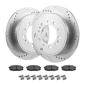 Front & Rear Ceramic Brake Kit Compatible with 2016-2021 Lexus LX570, 2016-2021 Toyota Land Cruiser