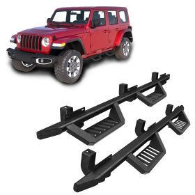Side Step Rails Step Bars Steel Nerf Bars Running Boards Compatible with Jeep Wrangler JL 4 Doors 2018-2026 For Off-Road Protection Direct Bolt-O