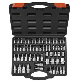 Torx Bit Socket and External Torx Socket Set, 60-Piece T6-T70, TT6-TT70, TP8-TP60, E4-E24, S2 Alloy Steel and Cr-V Steel, 1/4 in, 3/8 in