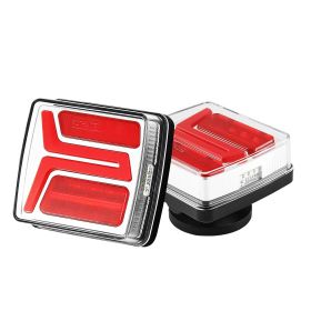Trailer Lights, 2PCS 12V Square LED Magnetic Wireless Trailer Tail Lights Kit with Stop Brake Turn Tail License Plate Lamp
