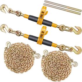 Ratchet Chain Binder, 5/16"-3/8" Heavy Duty Load Binders with G80 Chains, 7100 lbs Secure Load Limit, Labor-saving Anti-skid Handle
