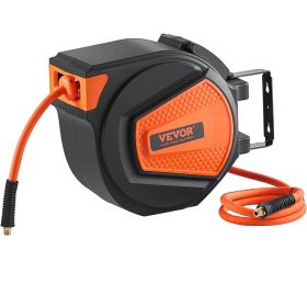 Retractable Air Hose Reel, 3/8 IN x 50 FT Hybrid Air Hose Max 300PSI, Air Compressor Hose Reel with 5 In Lead in