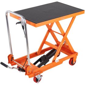 Hydraulic Lift Table Cart, 330lbs Capacity 28.5" Lifting Height, Manual Single Scissor Lift Table with 4 Wheels and Non-slip Pad