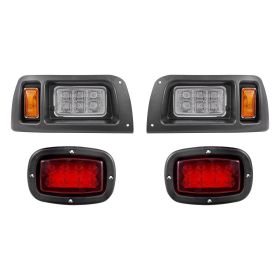 Golf Cart Light Kit, 12 Volt, Street Legal LED Headlight and Taillight Kit with Wiring Harness, Turn Signals, Hazard Light, Switch Horn, Brake Pa (Street Legal: Yes, Golf Cart Model: Club Car DS)