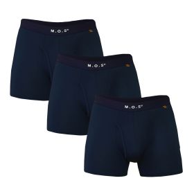 Bamboo Boxer Briefs for Men with Pouch Breathable Short Boxer 3 Pack (Color: Navy, size: XXL)