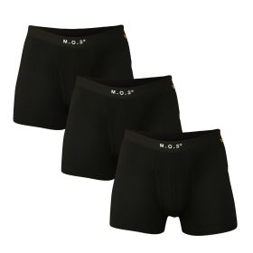 Bamboo Boxer Briefs for Men with Pouch Breathable Short Boxer 3 Pack (Color: Black, size: L)