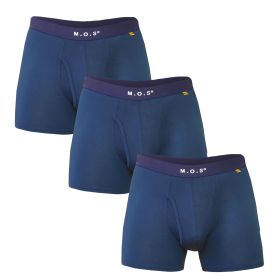 Bamboo Boxer Briefs for Men with Pouch Breathable Short Boxer 3 Pack (Color: Dark Blue, size: M)